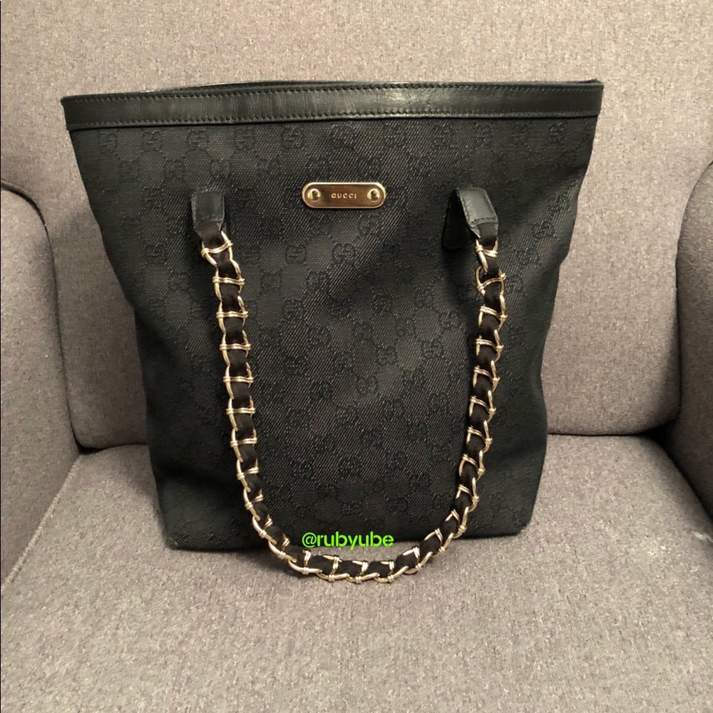 SOLD‼️Authentic Black Denim Gucci Tote
